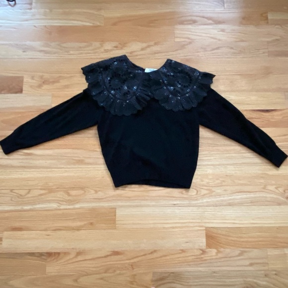 NWT Authentic Sea Ditsy Mix Removable Collar Cashmere Sweater in Black (Size XS) - Picture 9 of 11